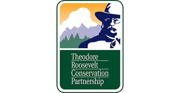 Logo of the Theodore Roosevelt Conservation Partnership with a silhouette of Theodore Roosevelt, mountains, trees, and a yellow sky in the background.